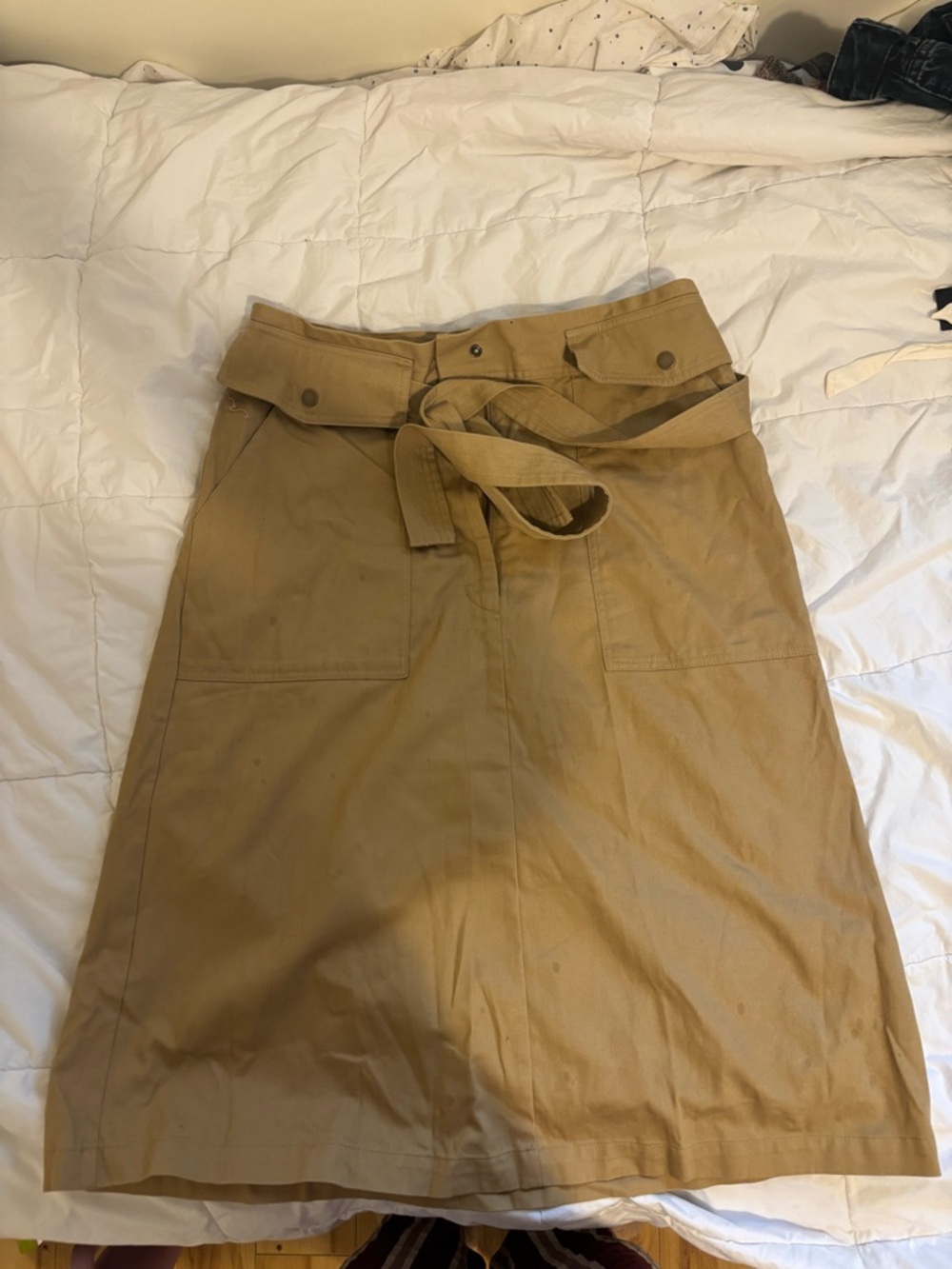 Banana Republic Khaki Self-Tie Midi Skirt